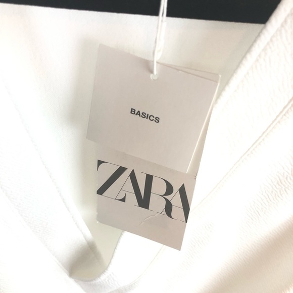NWT Zara Basic White Short Sleeve Dress M - Picture 8 of 8